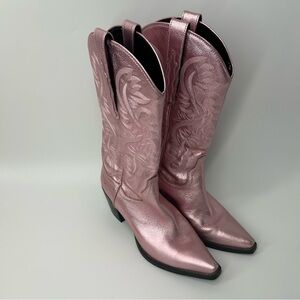 Jeffrey Campbell | Dagget Metallic Pink Heeled Boots Size 9.5